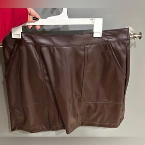 a new day Chocolate Brown Faux Leather Skirt
